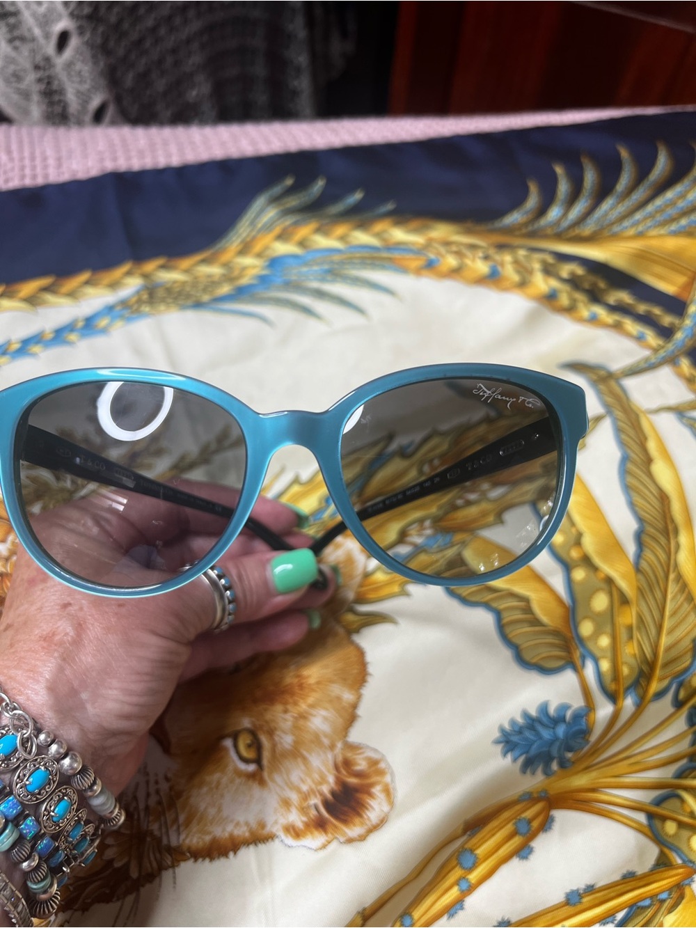 Tiffany & Co. TF4109 Women’s Sunglasses Turquoise Blue Black 1837 Logo 54-20-140